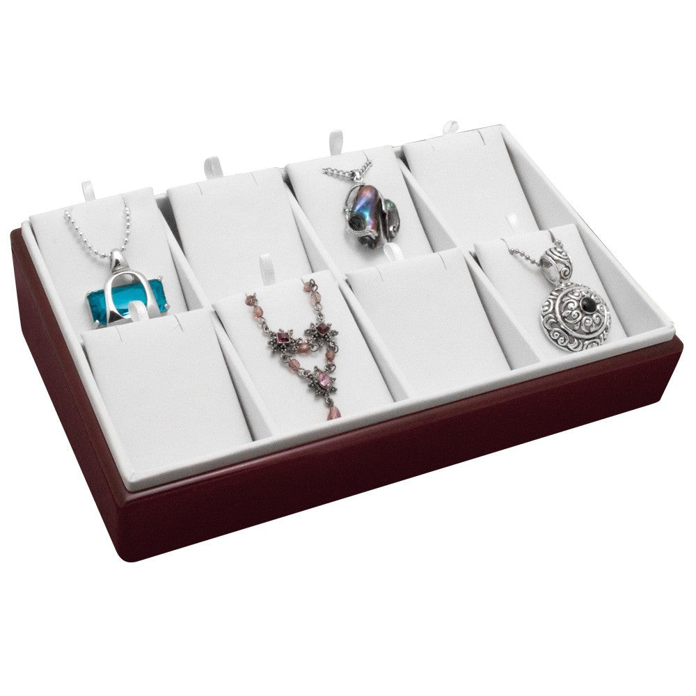 Red Rosewood Jewelry Pendant Display Tray, Holds 8 Pendants