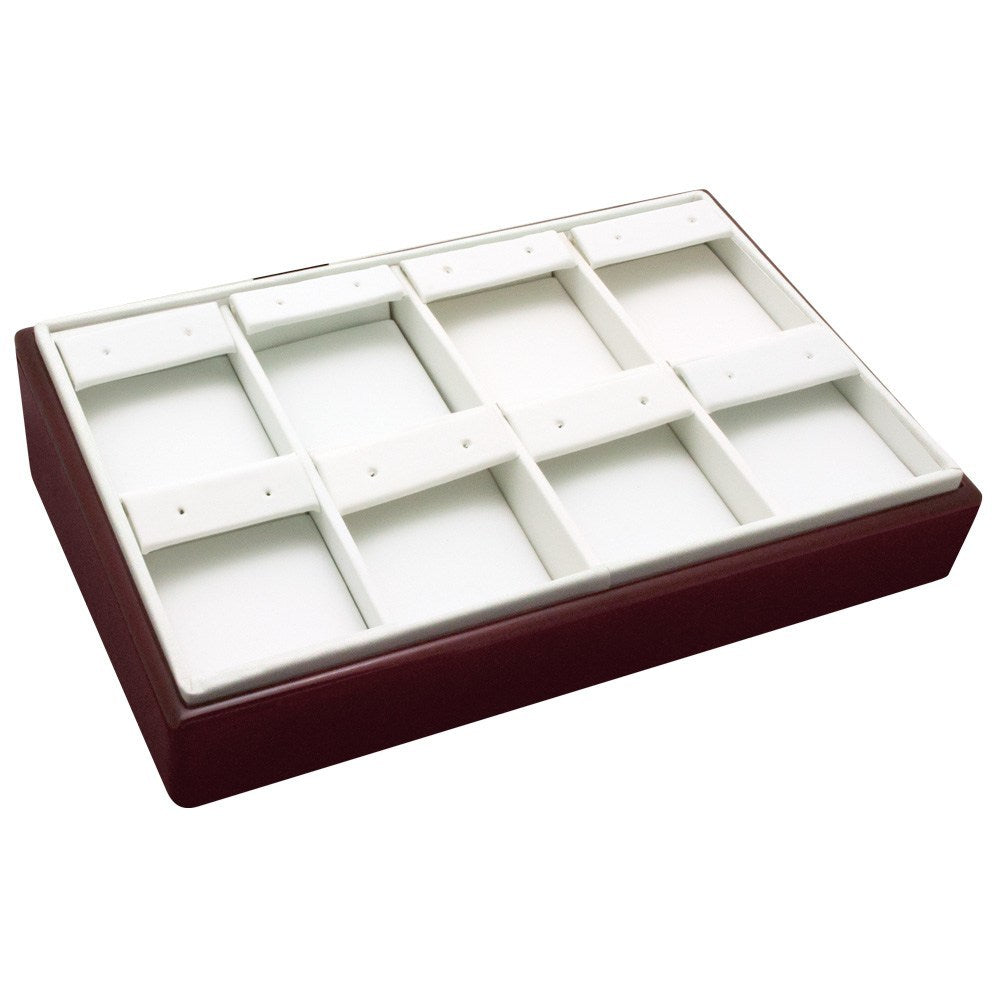 Red Rosewood Jewelry Earring Display Tray, Holds 8 Earrings
