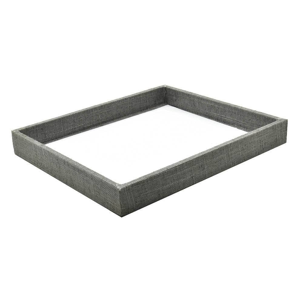 Grey Linen Jewelry Tray-Half Size-1"