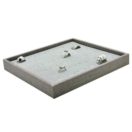 Grey Linen Jewelry Tray-Half Size-1"