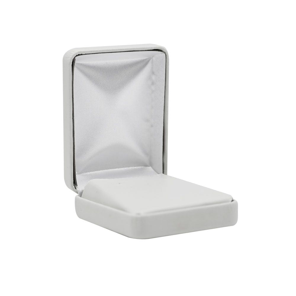 White Leatherette Jewelry Pendant or Earring Box