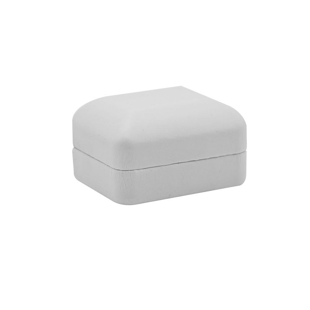 White Leatherette Dual Jewelry Ring Box, Holds 1 to 2 Rings