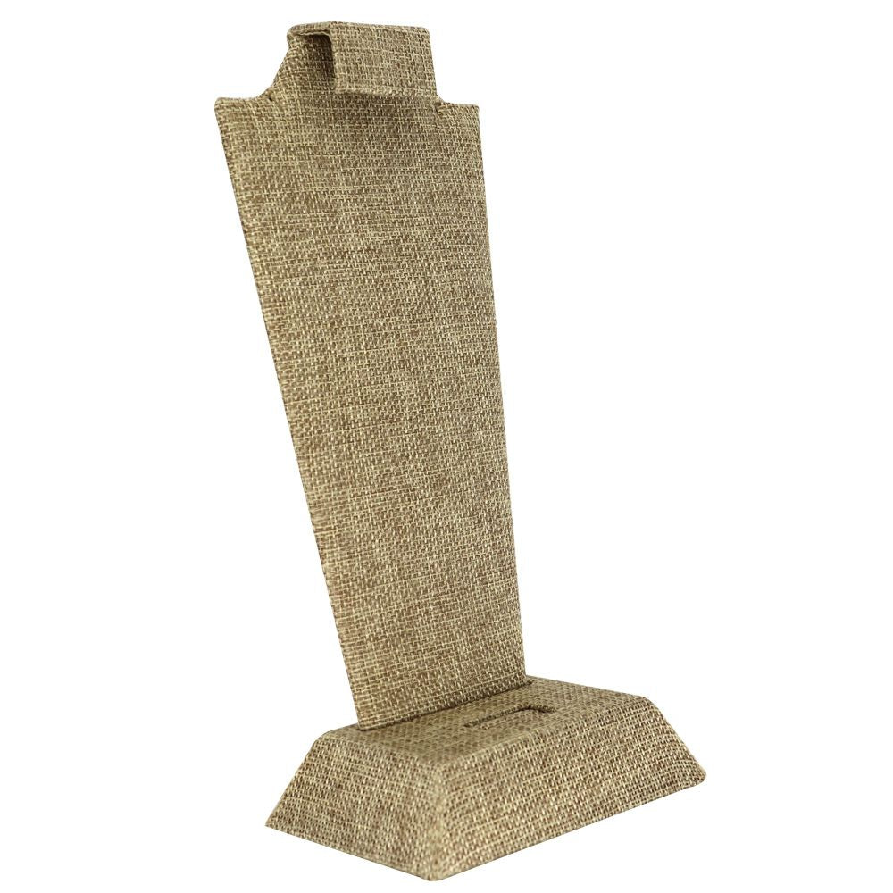 Brown Burlap Jewelry Necklace, Earring and Ring Combination Stand