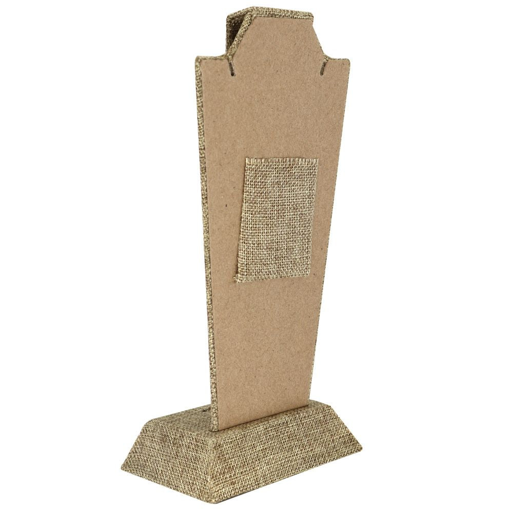 Brown Burlap Jewelry Necklace, Earring and Ring Combination Stand