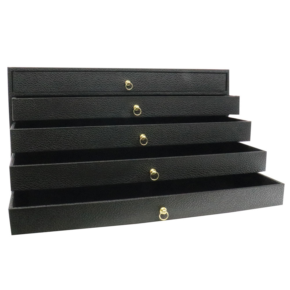 Black 5 Drawer Jewelry Tray Compartment Organizer