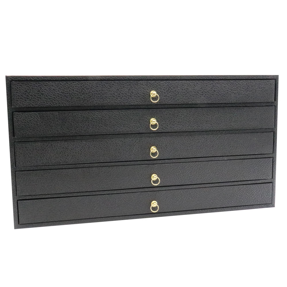 Black 5 Drawer Jewelry Tray Compartment Organizer