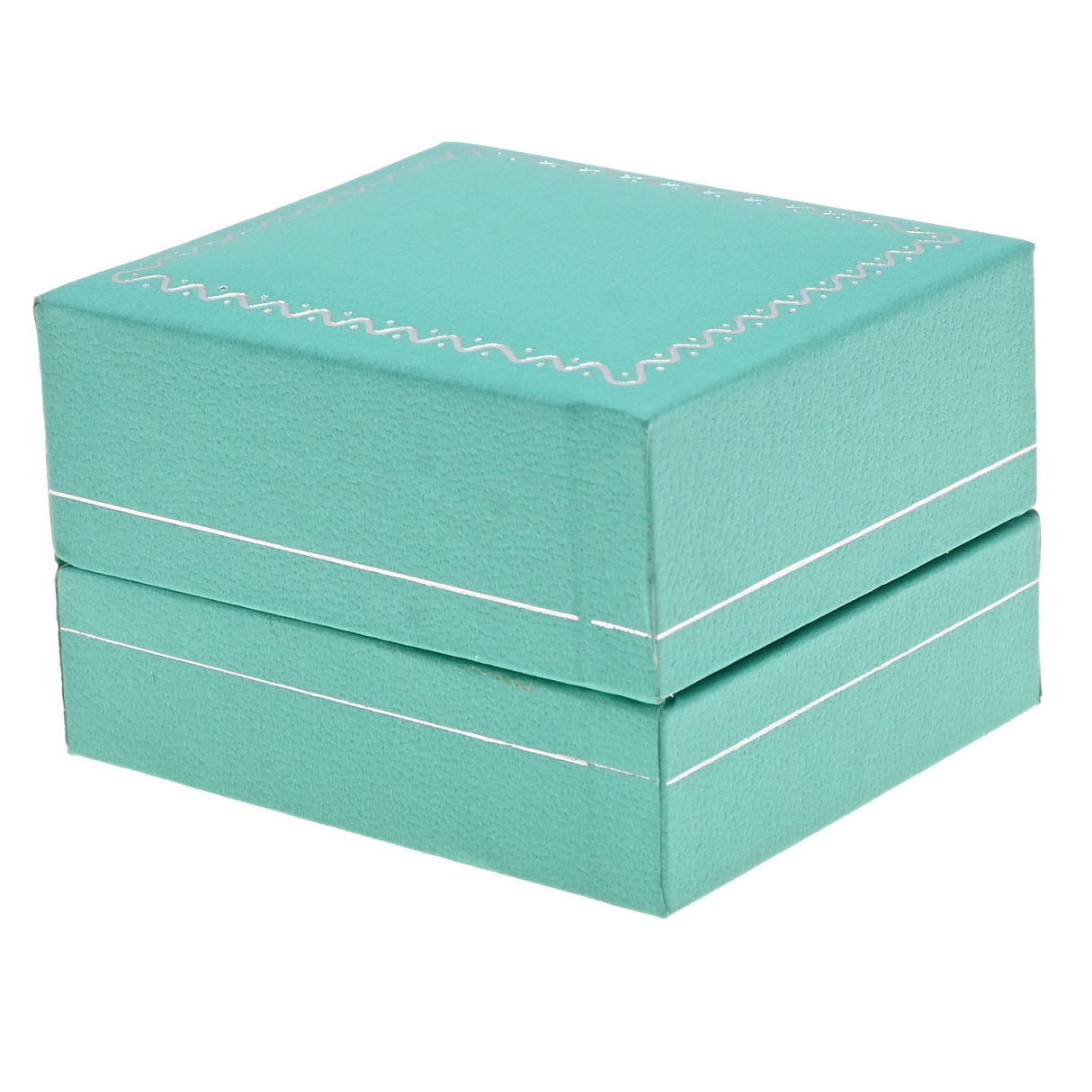 Teal Leatherette Earring Box with Silver Trim - Pack of 12