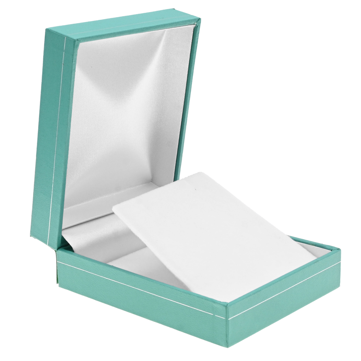 Teal Leatherette Earring & Pendant Box with Silver Trim - Pack of 12