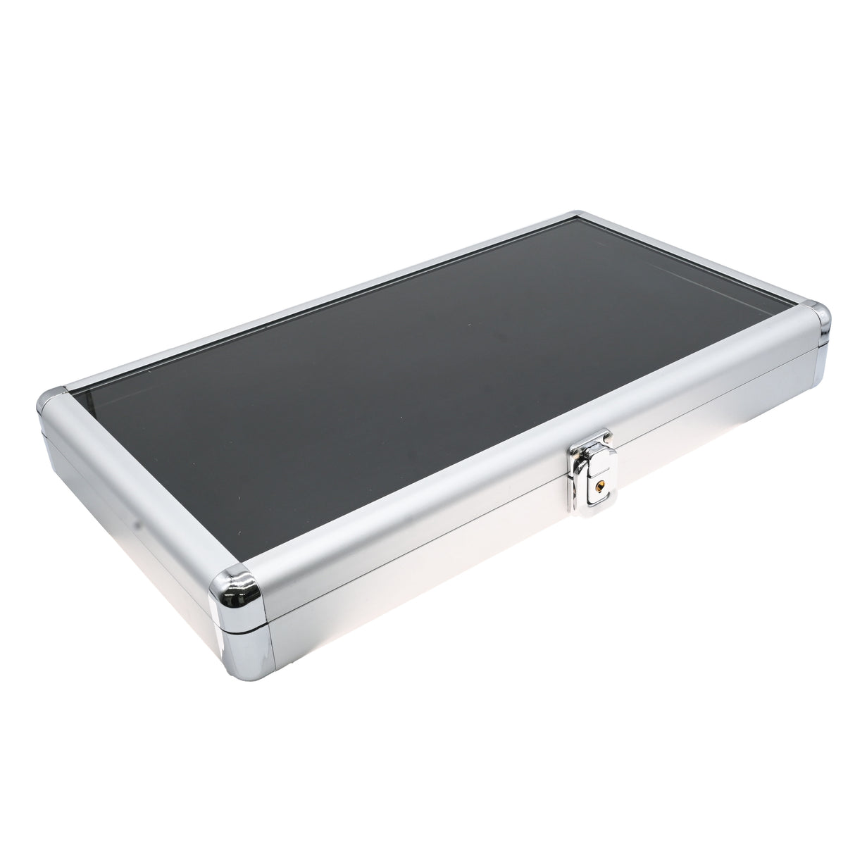 Silver Aluminum Jewelry Display Tray with Glass Lid