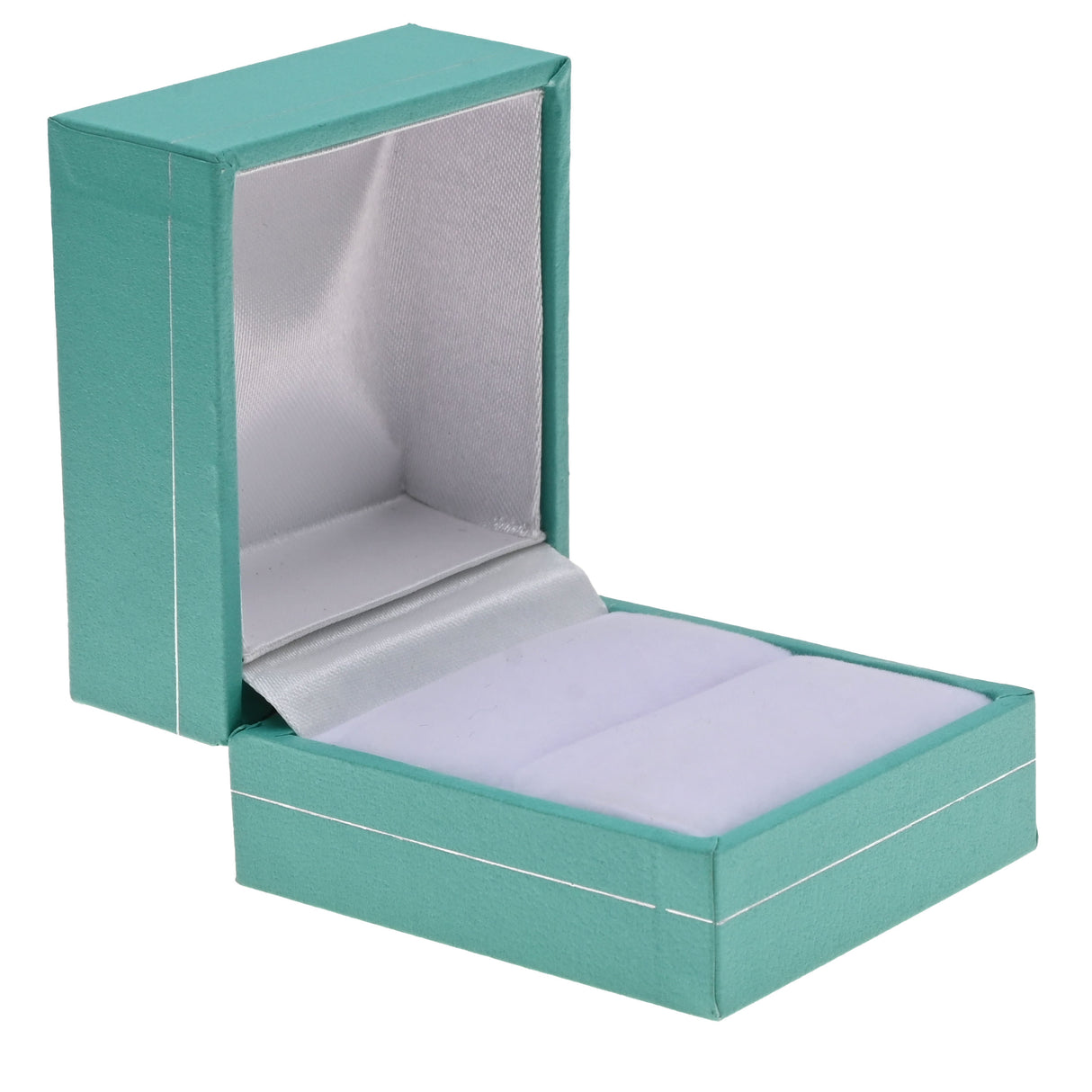 Teal Leatherette Ring Box with Silver Trim - Pack of 12