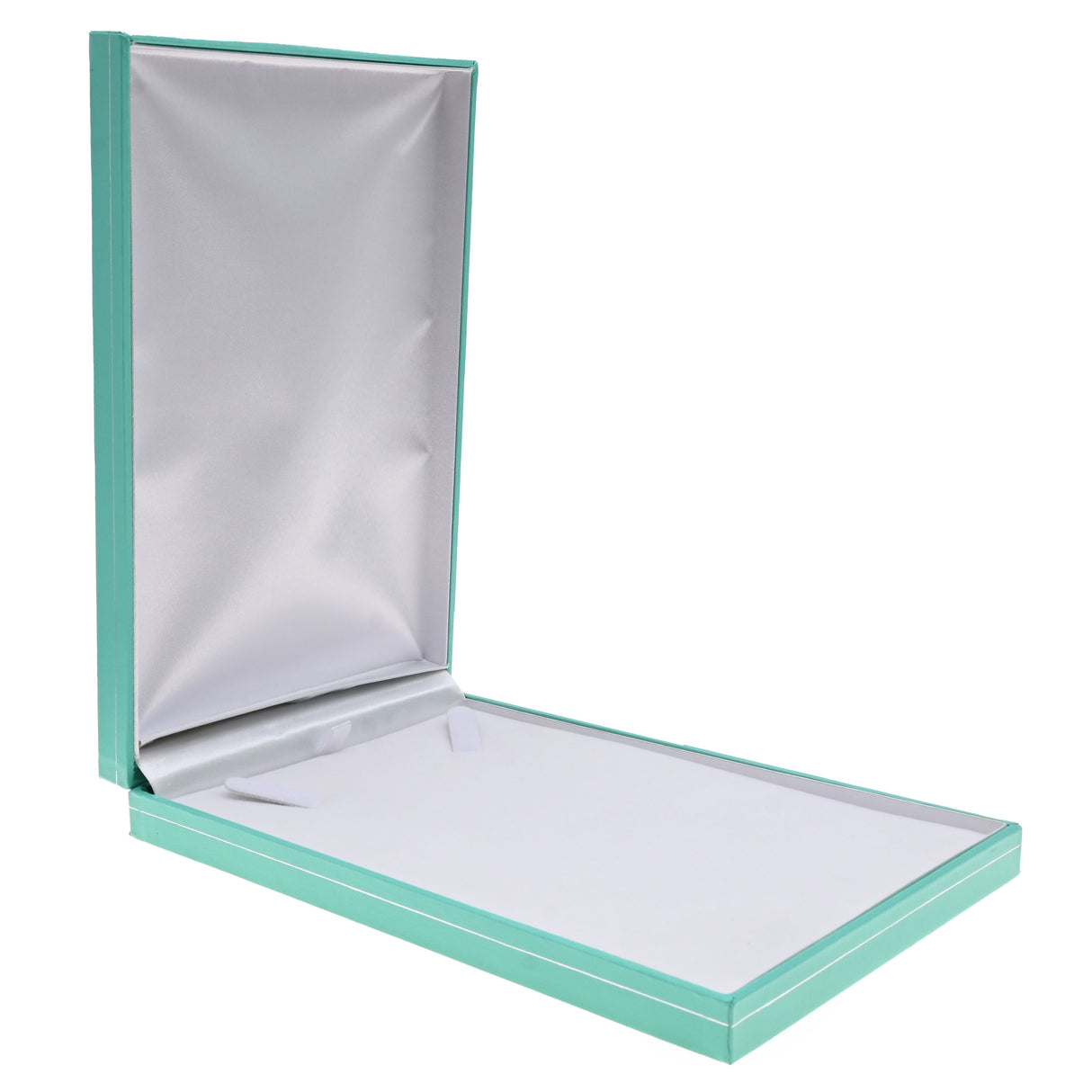 Teal Leatherette Necklace Box with Silver Trim - Pack of 12