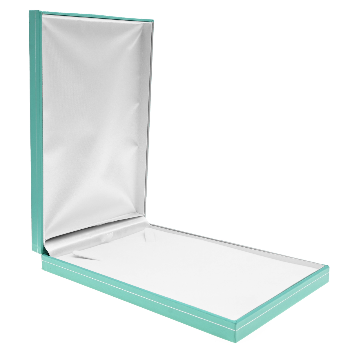 Teal Leatherette Necklace Box with Silver Trim - Pack of 12