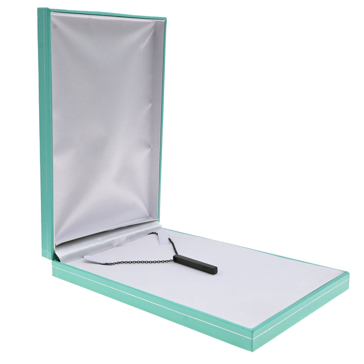 Teal Leatherette Necklace Box with Silver Trim - Pack of 12