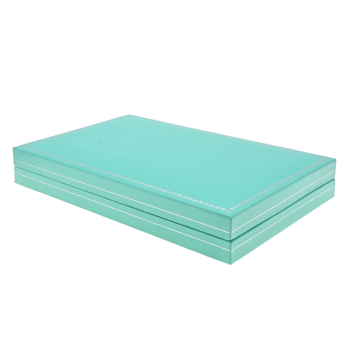 Teal Leatherette Necklace Box with Silver Trim - Pack of 12