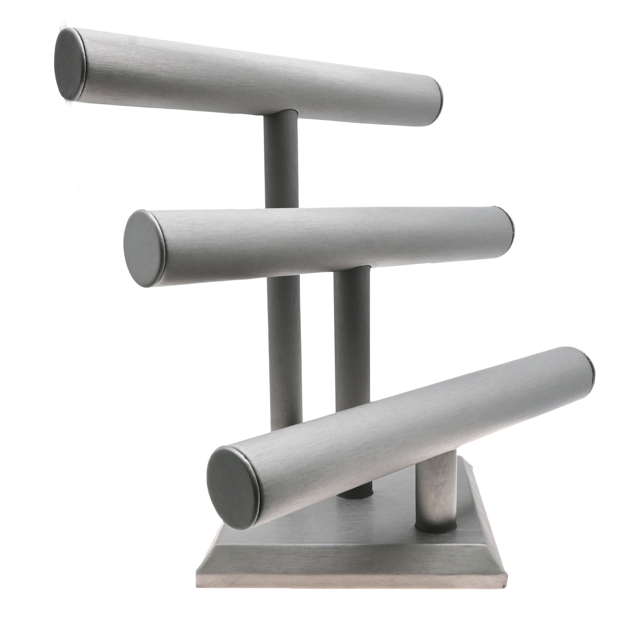 3-Tier Steel Grey Leatherette Jewelry T-Bar Bracelet Display Stand