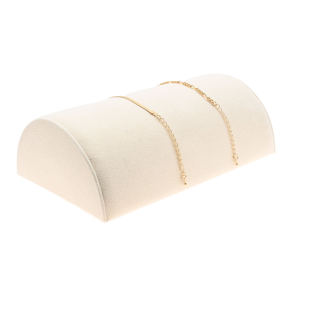 Beige Faux Suede Half Moon Jewelry Bracelet / Watch Display
