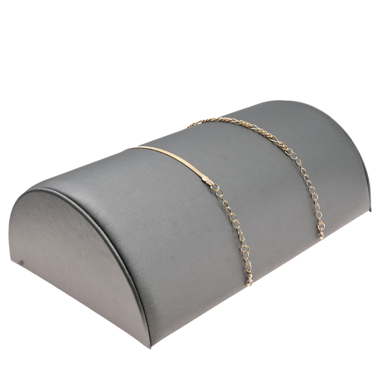 Steel Grey Leatherette Half Moon Bracelet and Watch Display, 8¼" × 5"