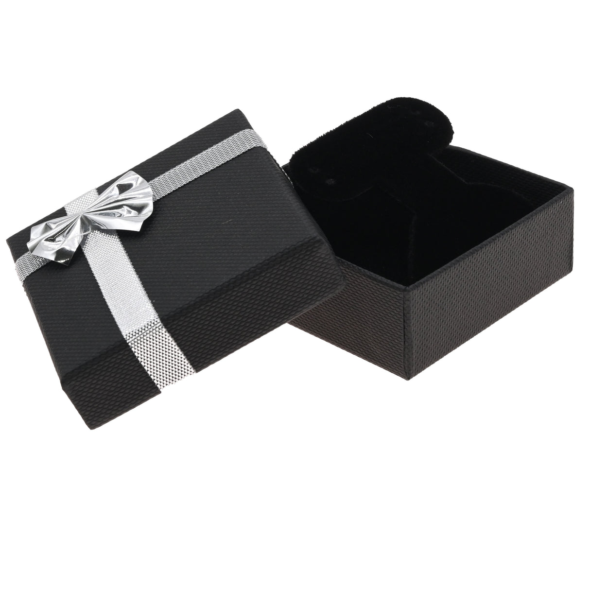 Black Paper Silver Bow-Tie Jewelry T Earring Insert Gift Boxes