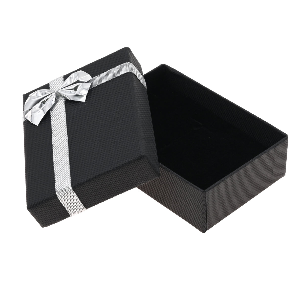 Black Paper Silver Bow-Tie Jewelry Pendant and Ring Combination Boxes