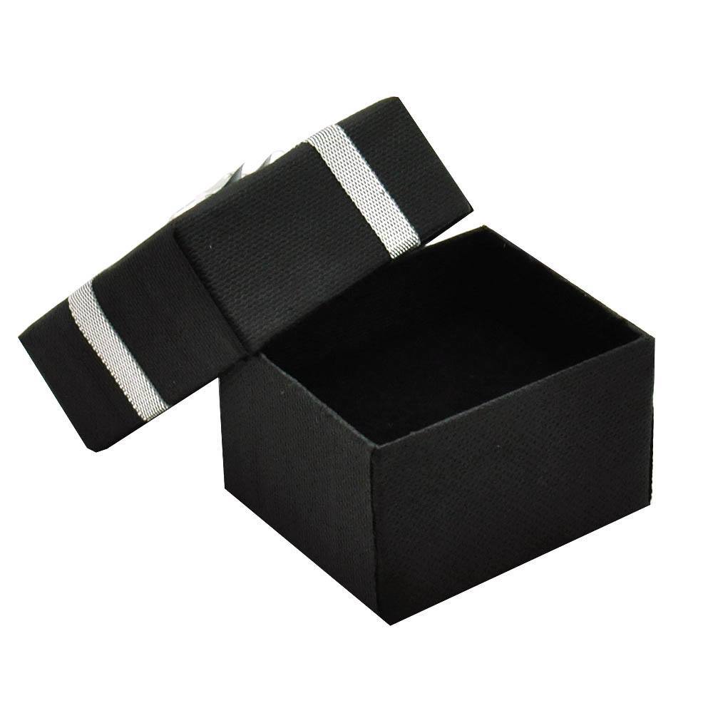 Black Paper Silver Bow-Tie Jewelry Ring Gift Packaging Boxes