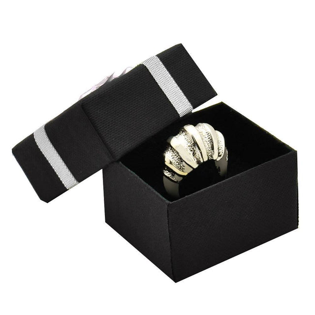 Black Paper Silver Bow-Tie Jewelry Ring Gift Packaging Boxes