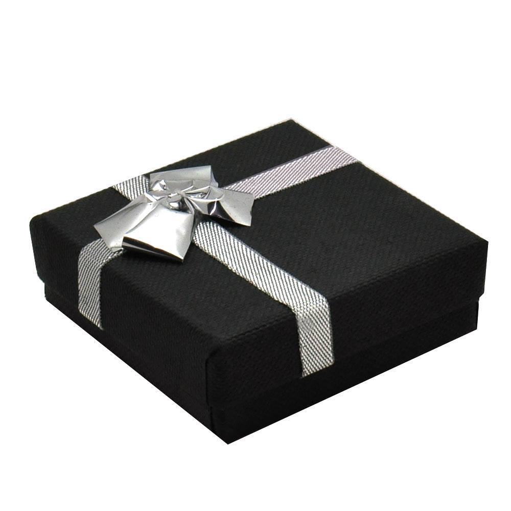 Black Paper Silver Bow-Tie Jewelry T Earring Insert Gift Boxes