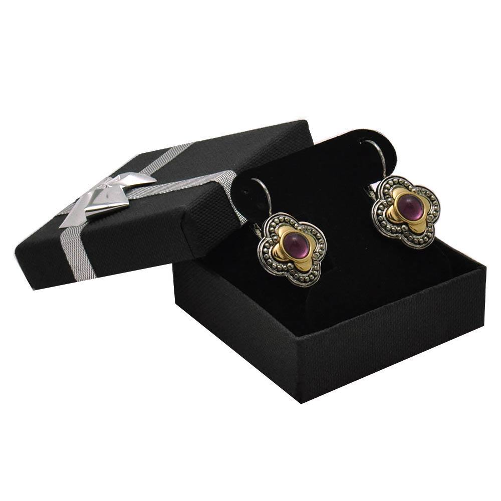 Black Paper Silver Bow-Tie Jewelry T Earring Insert Gift Boxes