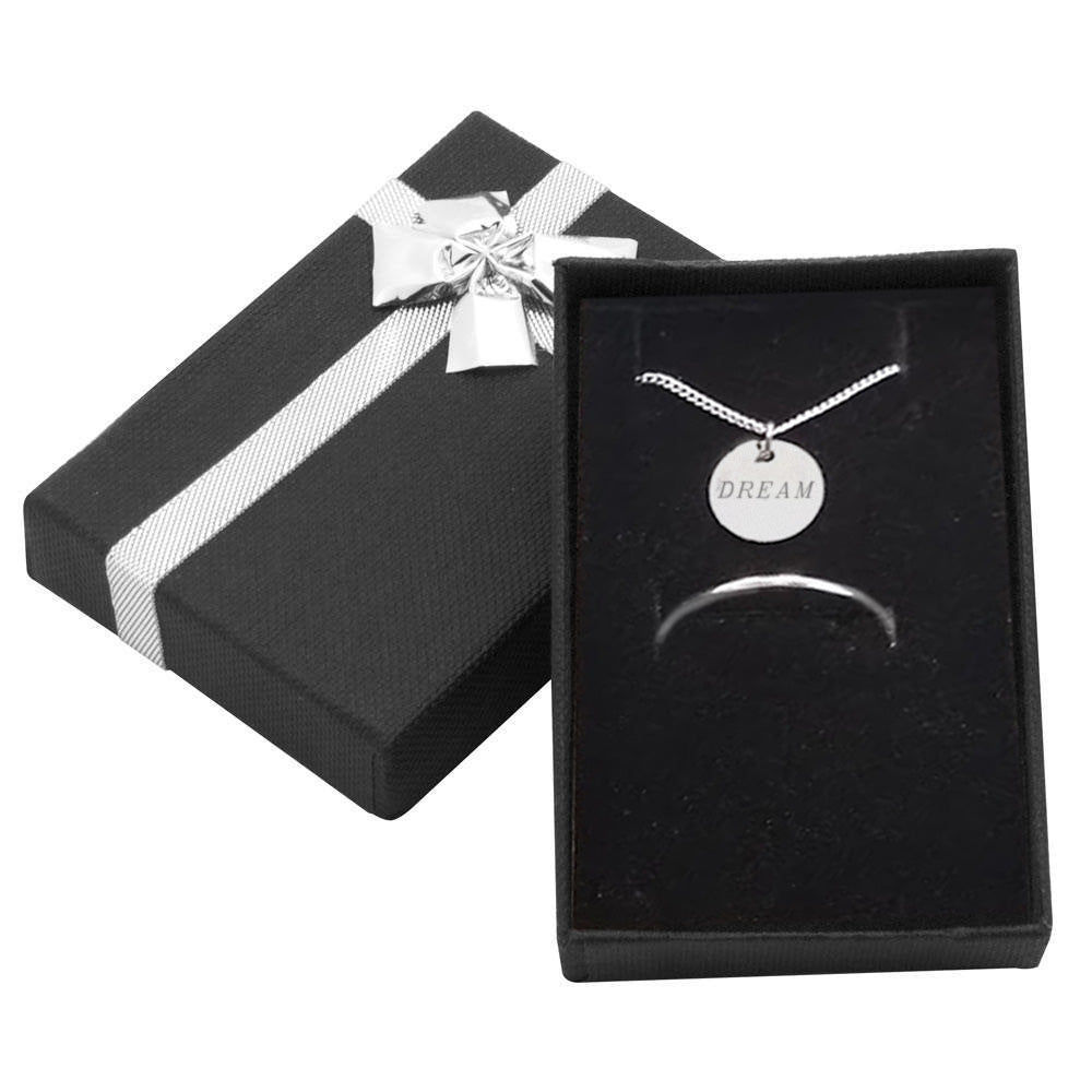 Black Paper Silver Bow-Tie Jewelry Pendant and Ring Combination Boxes
