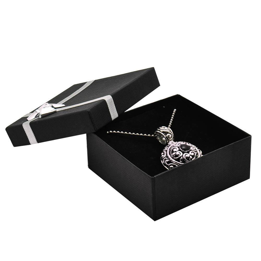 Black Paper Silver Bow-Tie Jewelry Pendant Gift Boxes
