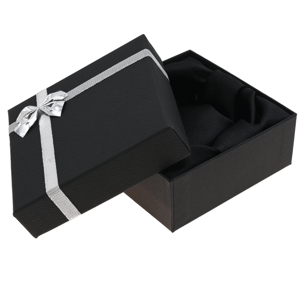 Black Paper Silver Bow-Tie Jewelry Bangle or Watch Gift Boxes