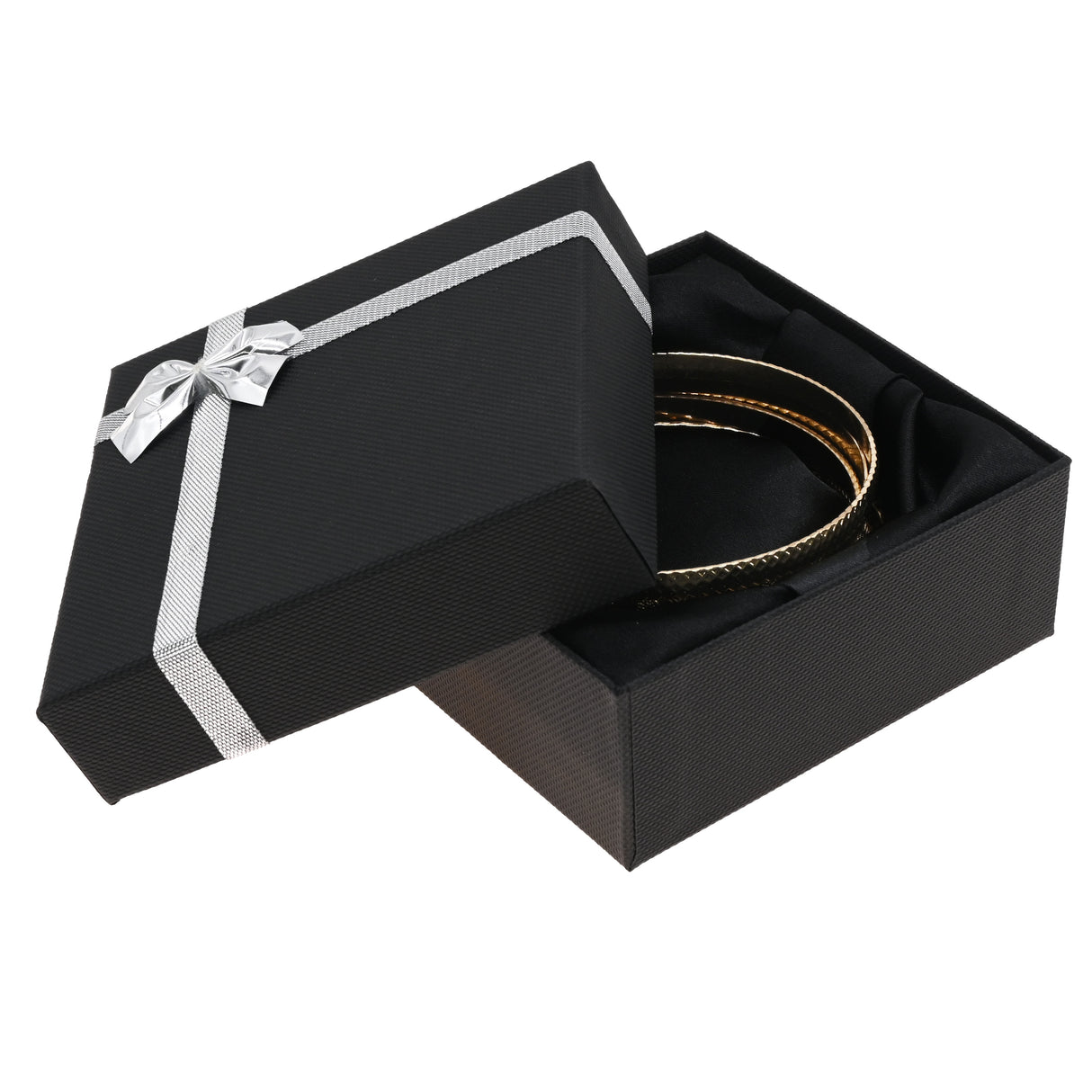 Black Paper Silver Bow-Tie Jewelry Bangle or Watch Gift Boxes