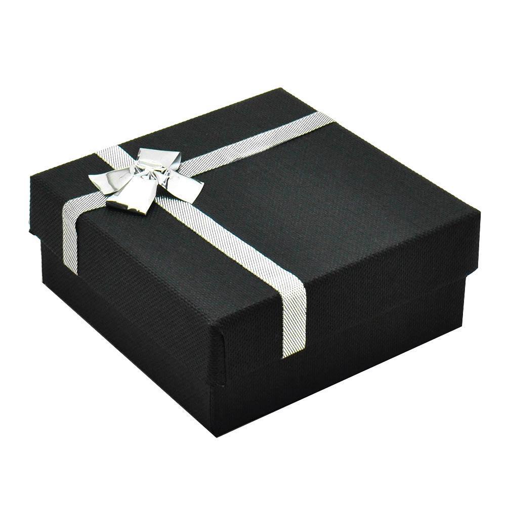 Black Paper Silver Bow-Tie Jewelry Bangle or Watch Gift Boxes