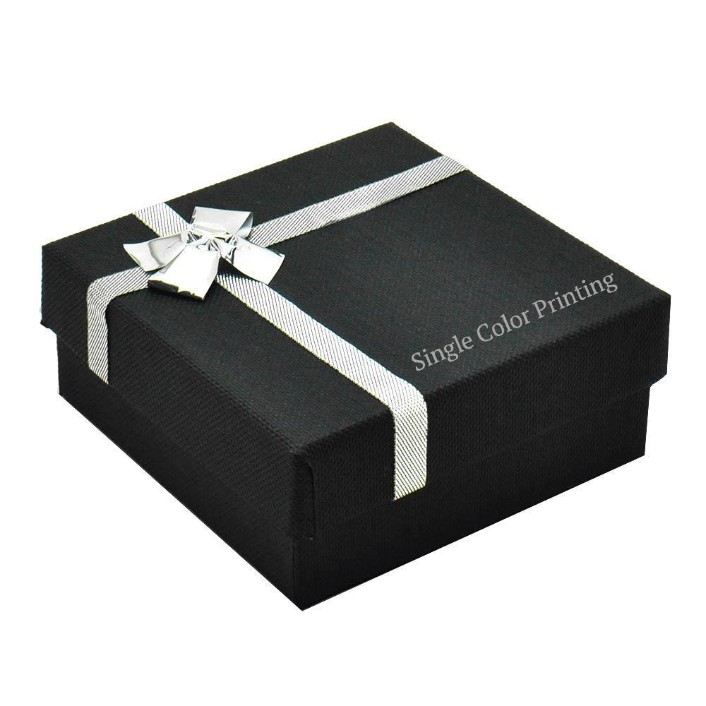 Black Paper Silver Bow-Tie Jewelry Bangle or Watch Gift Boxes
