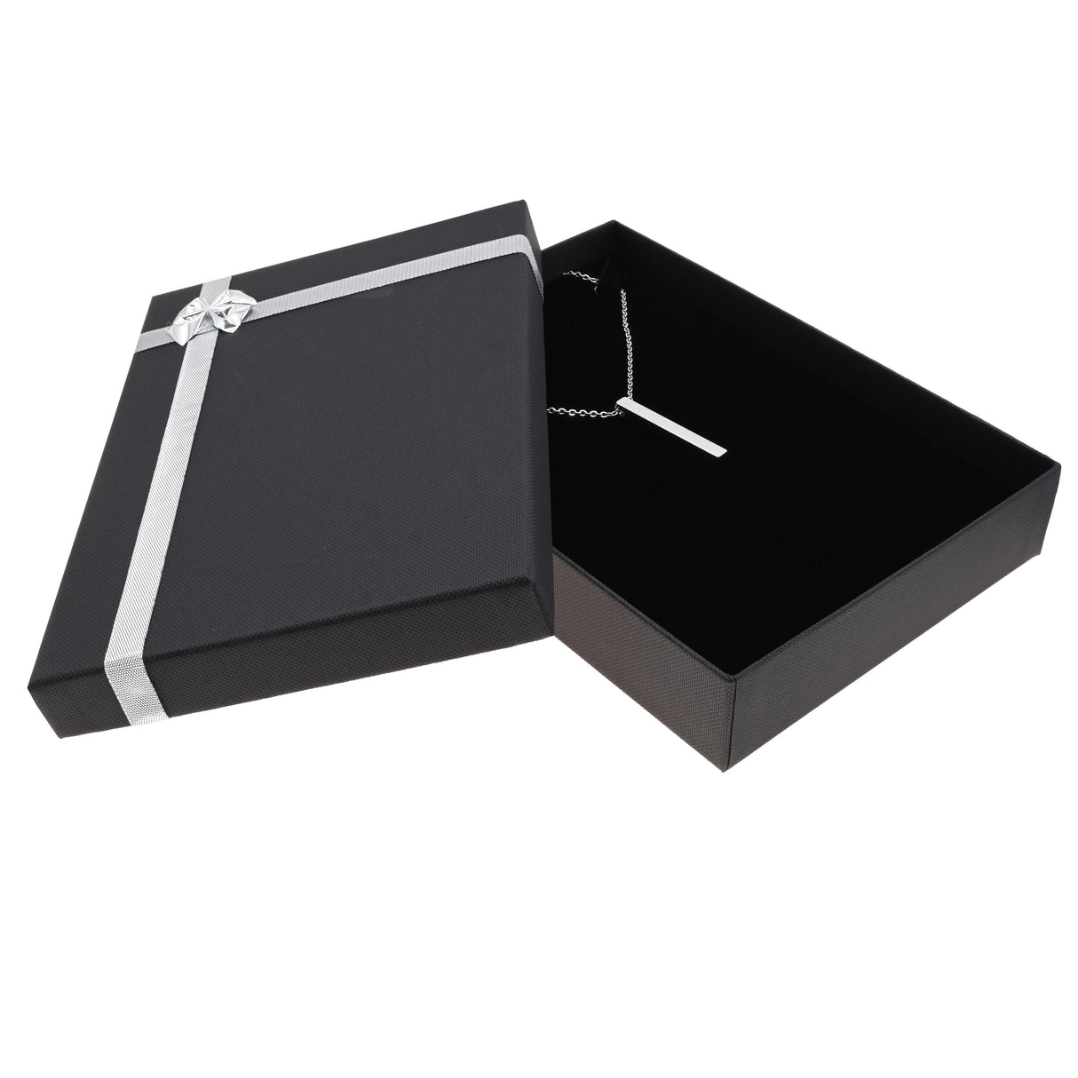 Black Paper Silver Bow-Tie Jewelry Necklace Boxes