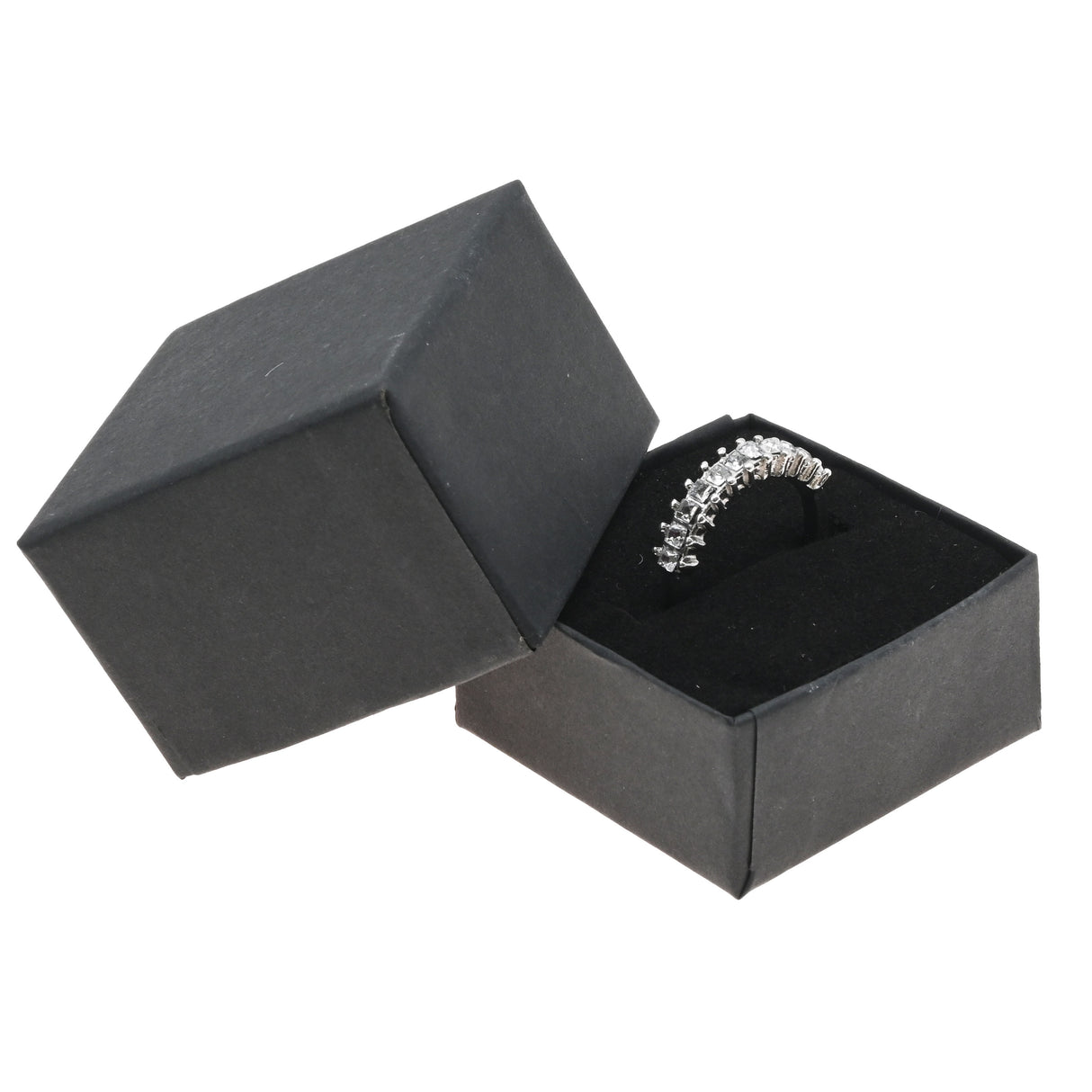 Matte Black Paper Jewelry Ring Gift Packaging Boxes With Foam Insert