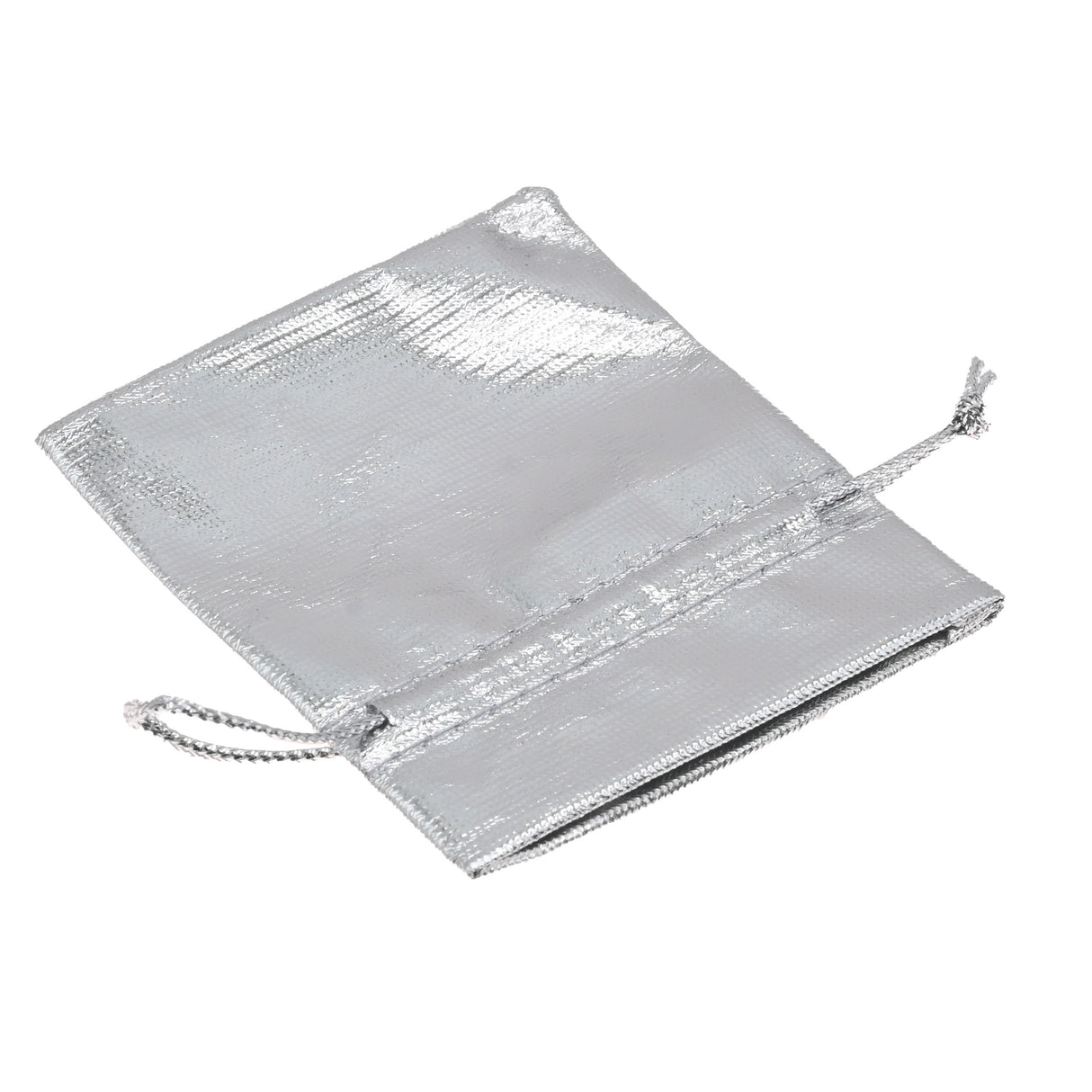 Metallic Silver Drawstring Gift Pouches, 2-3/4" x 3", 12 Per Pack