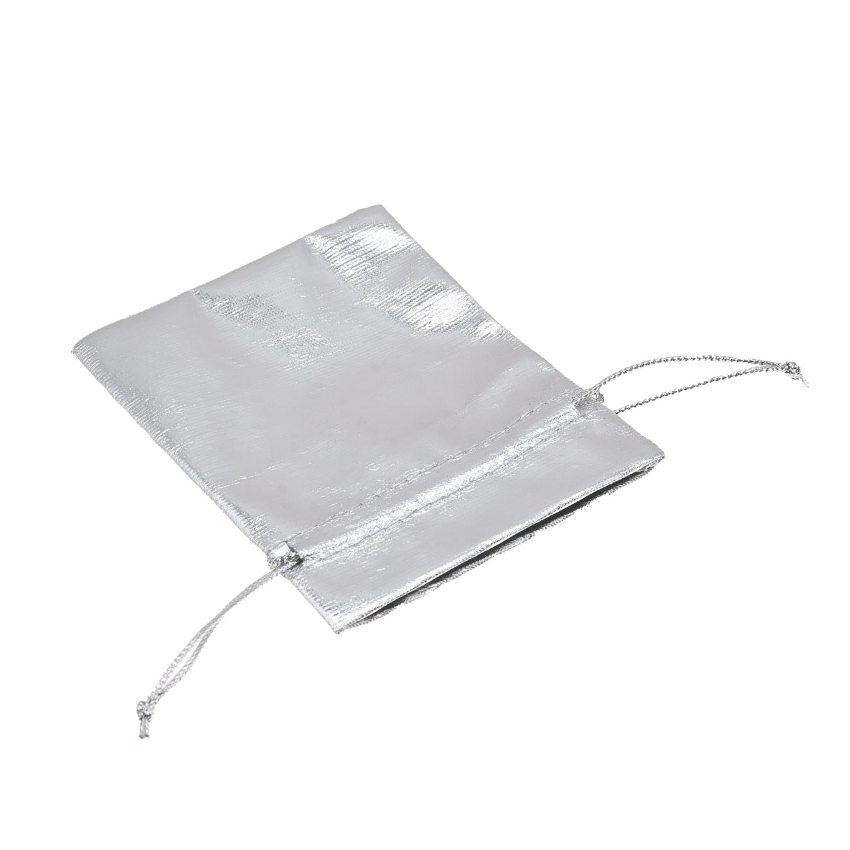 Metallic Silver Drawstring Gift Pouches, 3" x 4", 12 Per Pack
