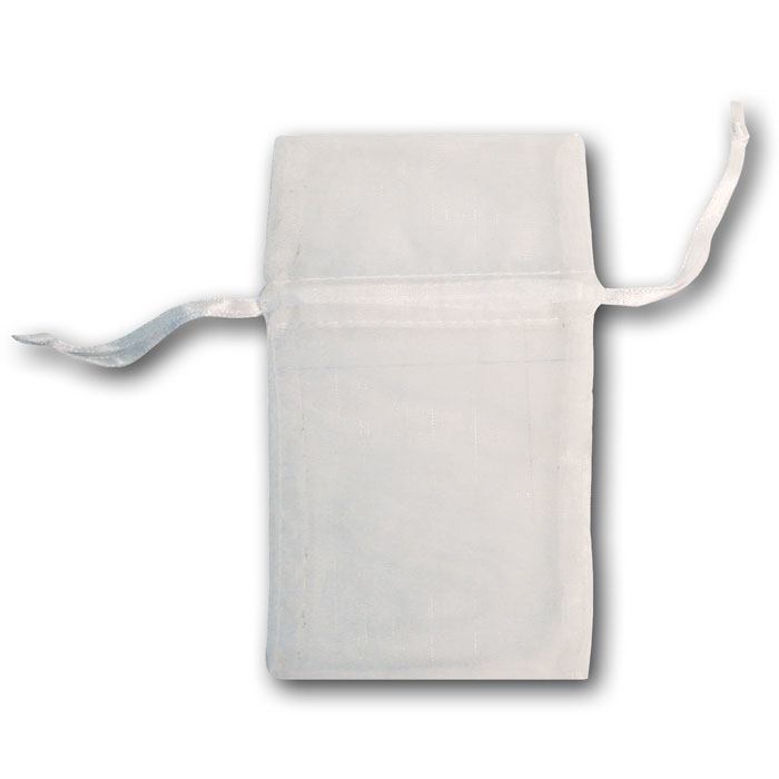 White Organza Drawstring Gift Pouches, 4" x 4 3/4", 12 Per Pack