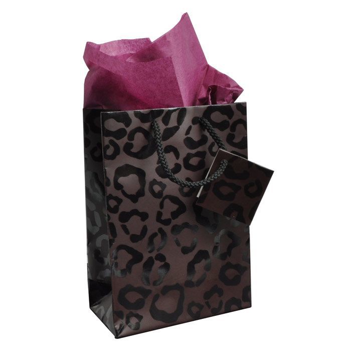 Animal Print Gift Shopping Bags with Handle, 4-3/4" x 2-1/2" x 6"