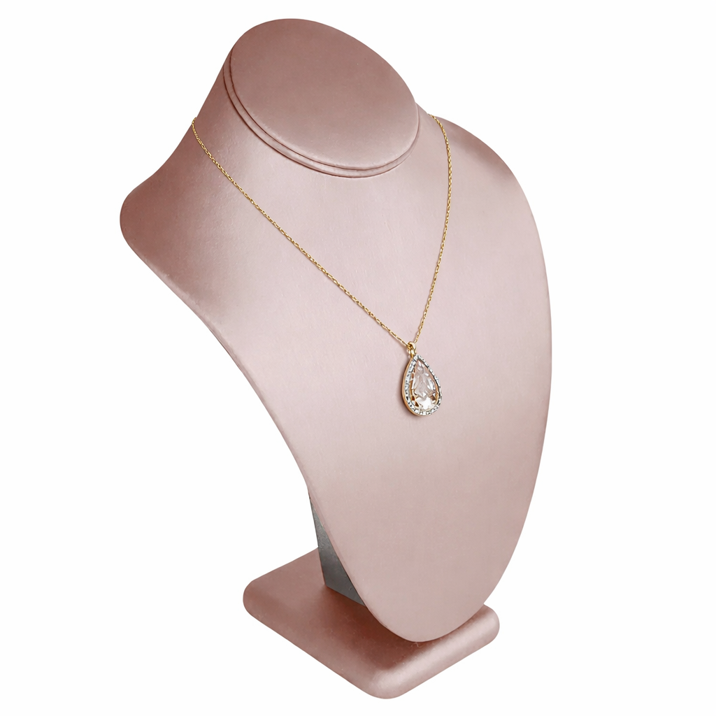 Champagne Pink Leatherette Jewelry Necklace Display Bust, 11" Tall