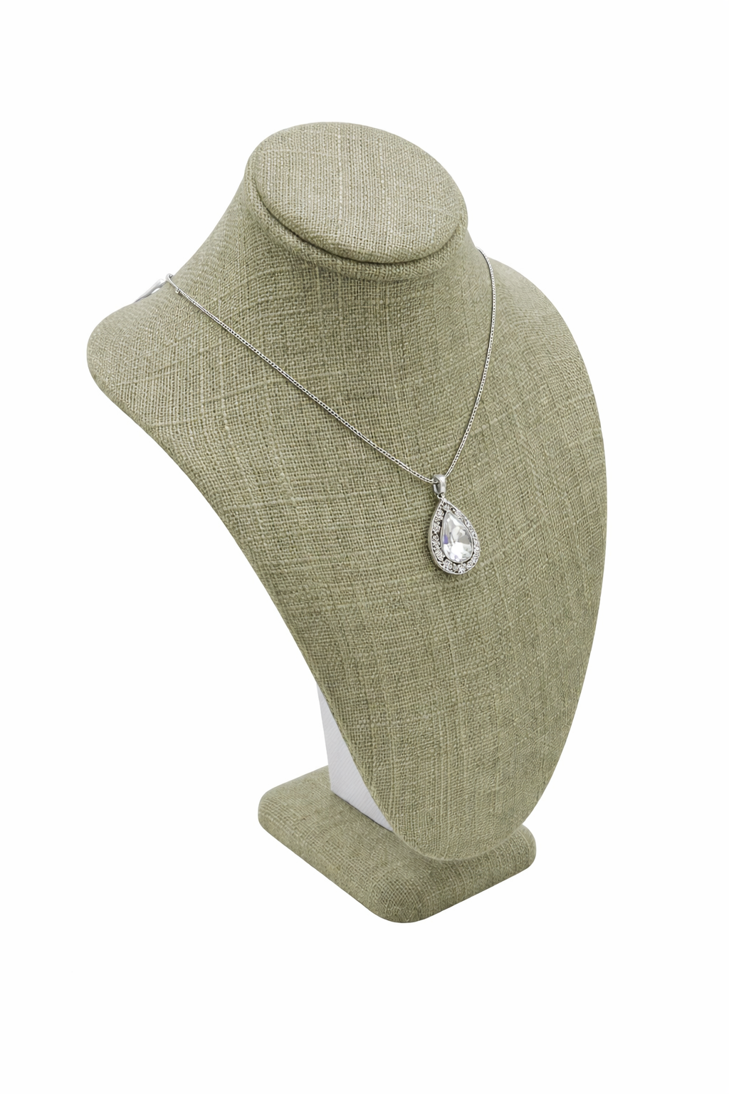 Grey Linen Jewelry Necklace Display Bust, 7-1/2" Tall