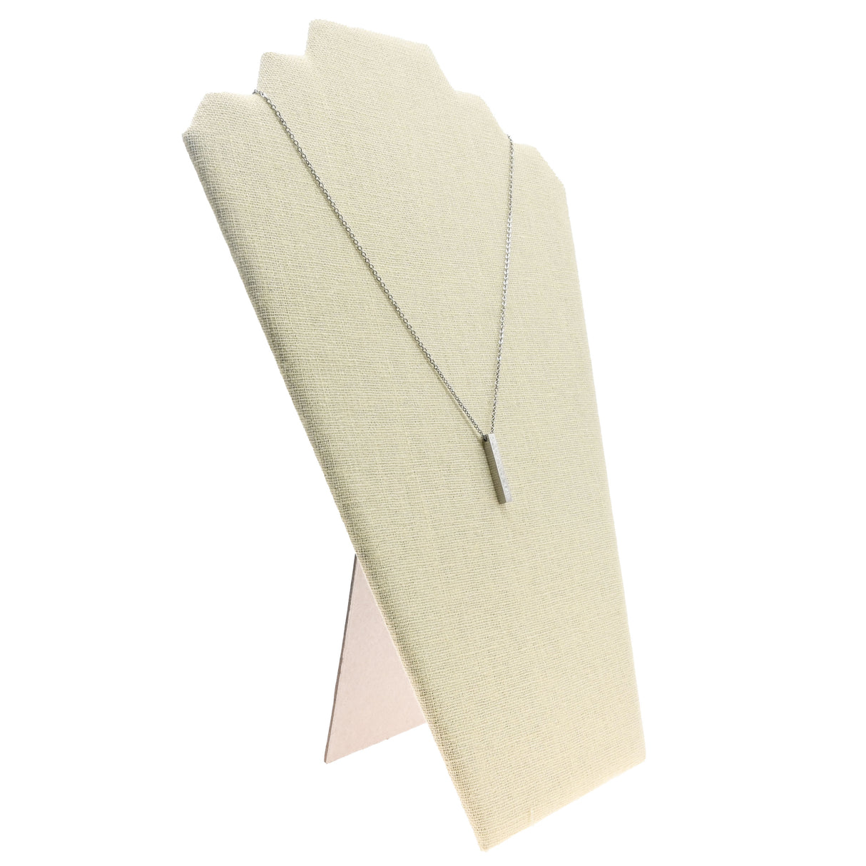 Beige Linen Jewelry Necklace Display Easel, 12-1/2" tall