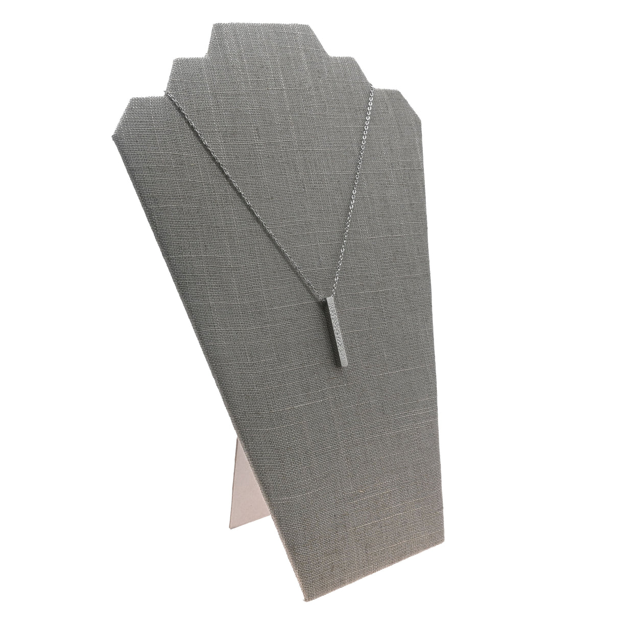 Grey Linen Jewelry Necklace / Chain Display Easel