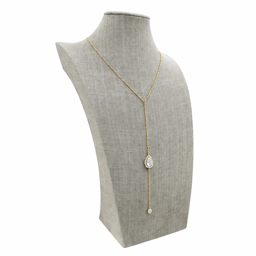 Grey Linen Jewelry Necklace Display Bust, 17" Tall