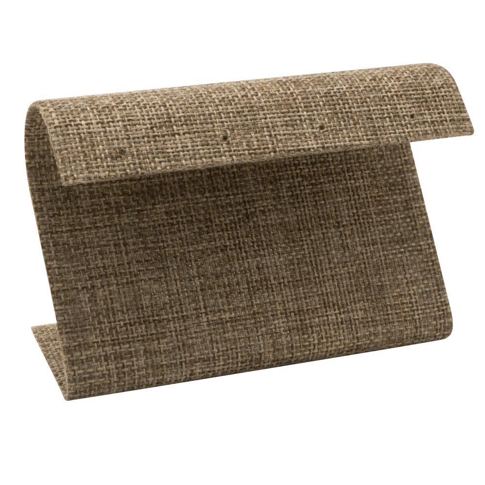 Brown Burlap Curved Jewelry Earring Stand, Holds 2 Pairs