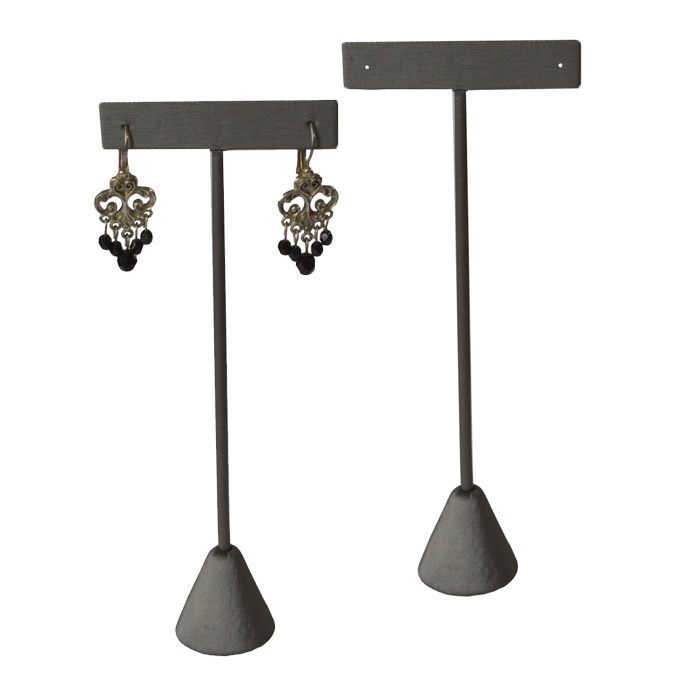 Steel Grey Leatherette Jewelry Earring T Stand, 6-3/4" Tall