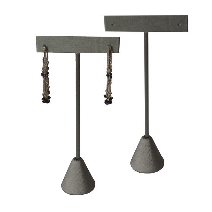 Steel Grey Leatherette Jewelry Earring T Stand, 5-3/4" Tall