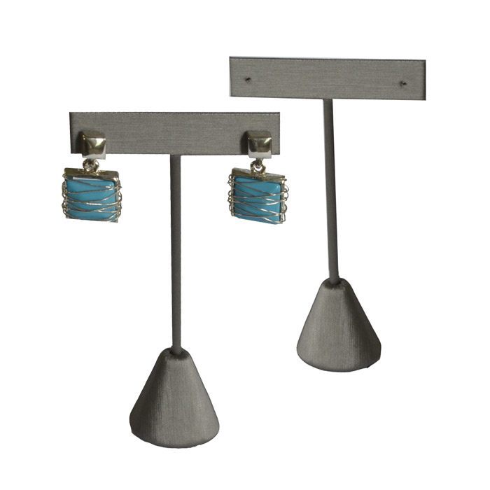 Steel Grey Leatherette Jewelry Earring T Stand, 4-3/4" Tall