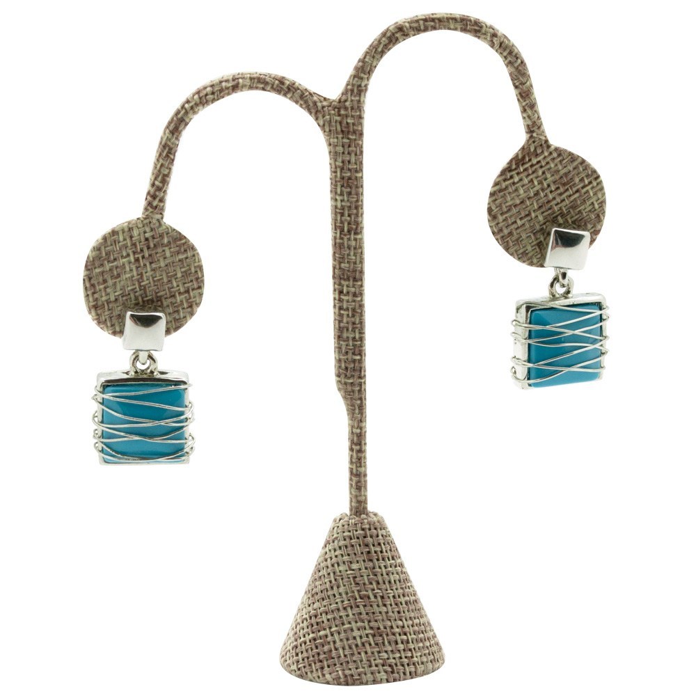 Brown Burlap Jewelry Earring Tree Display Stand, 4-3/4" Tall