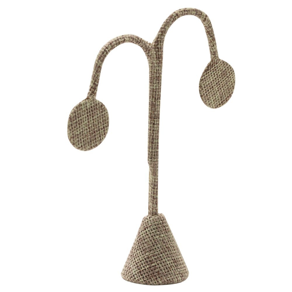 Brown Burlap Jewelry Earring Tree Display Stand, 4-3/4" Tall